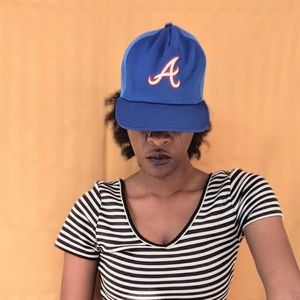 Atlanta braves blue trucker hat